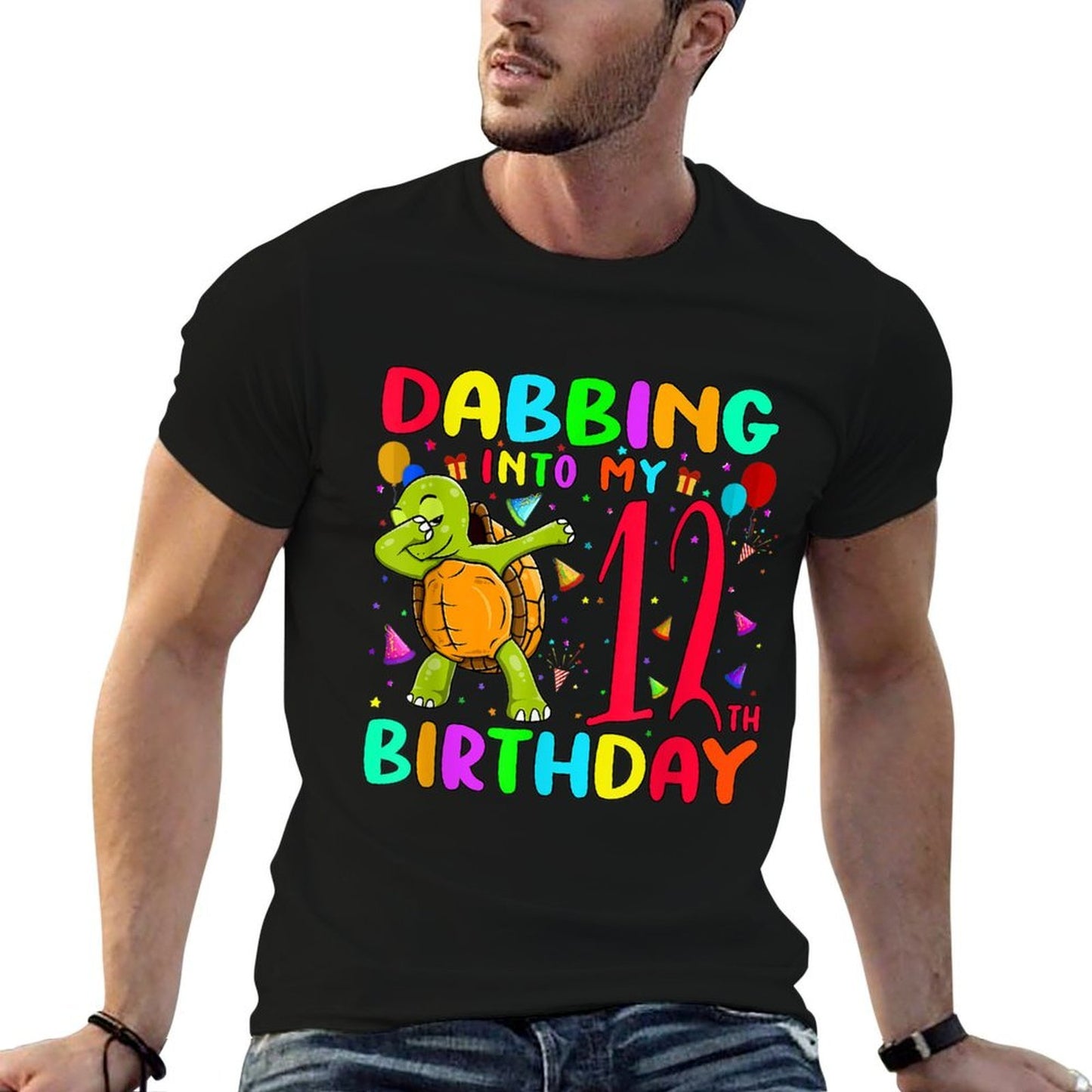 Dabbing Turtle 12 Years Old Boys Girls 12th Birthday Party  Soft T-Shirt