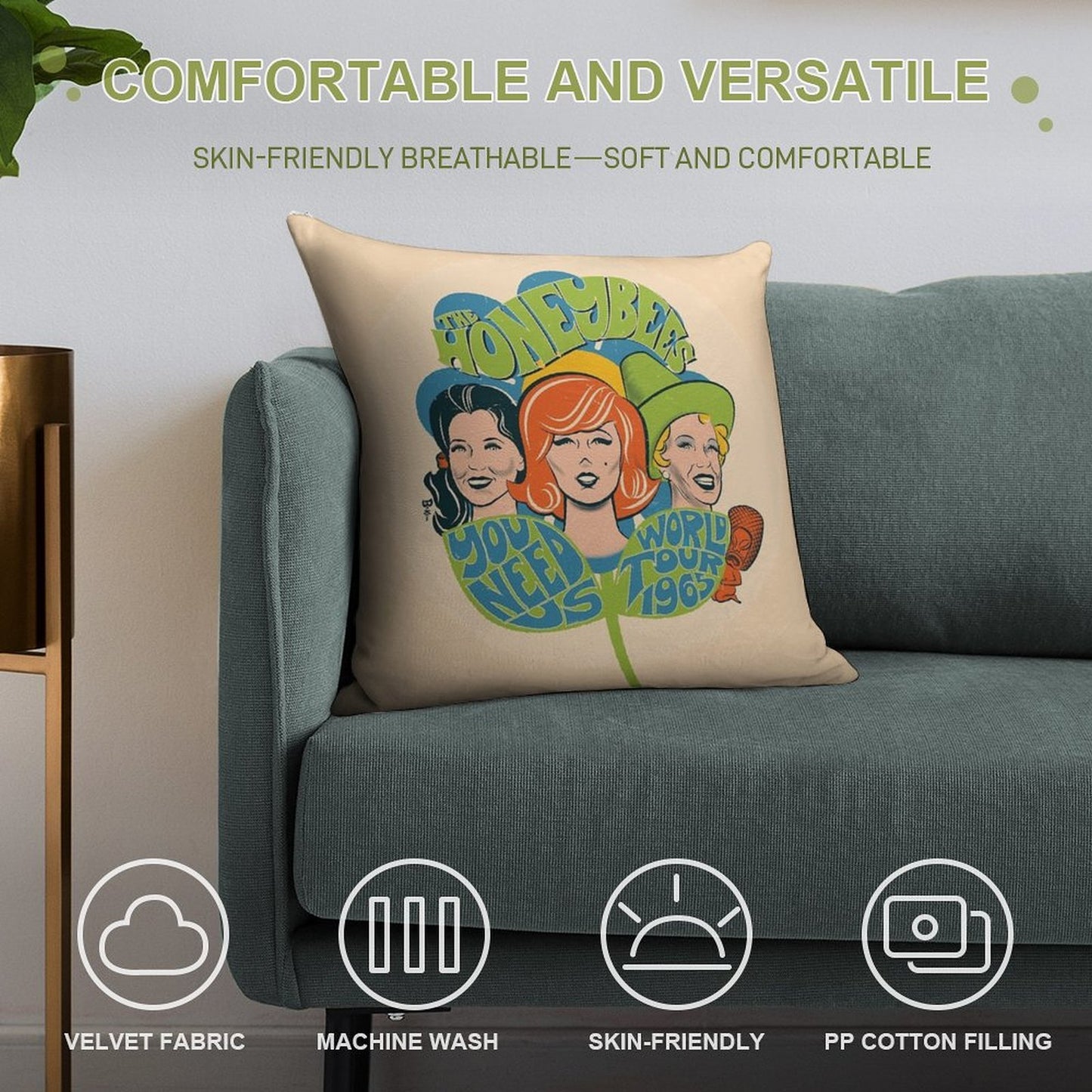 The Honeybees World Tour 1965 - Faded Version Soft Ultra-Soft Texture Throw Pillow