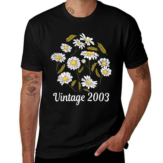 Vintage 2003 Cute Spring Summer Daisy Flower 21st Birthday  Heathered Texture T-Shirt