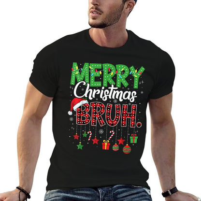 Bruh Christmas Red Plaidns Boys Kids Xmas Pajama  Durable T-Shirt