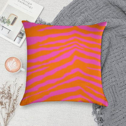 Pink And Orange Zebra Print Soft High-Density Material Throw Pillow