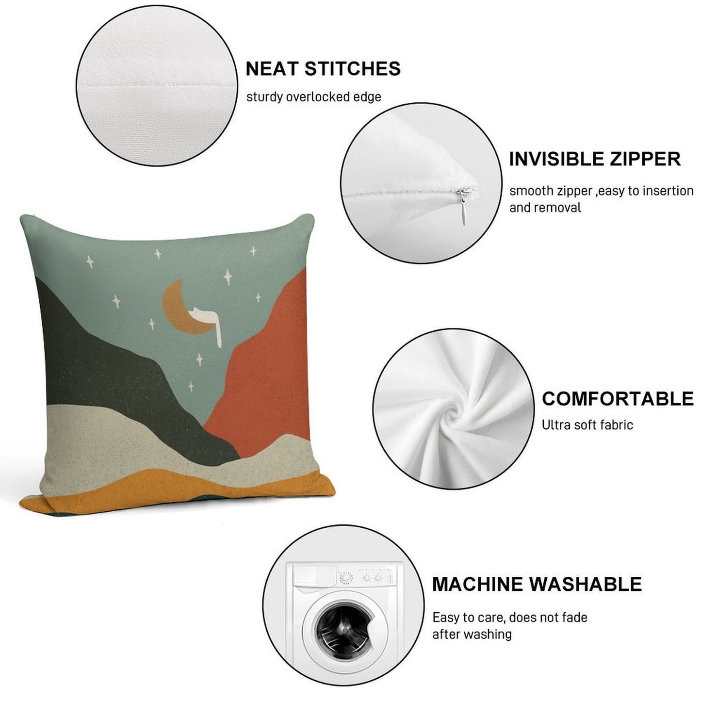 Cat Landscape 203 Soft Easy Maintenance Throw Pillow