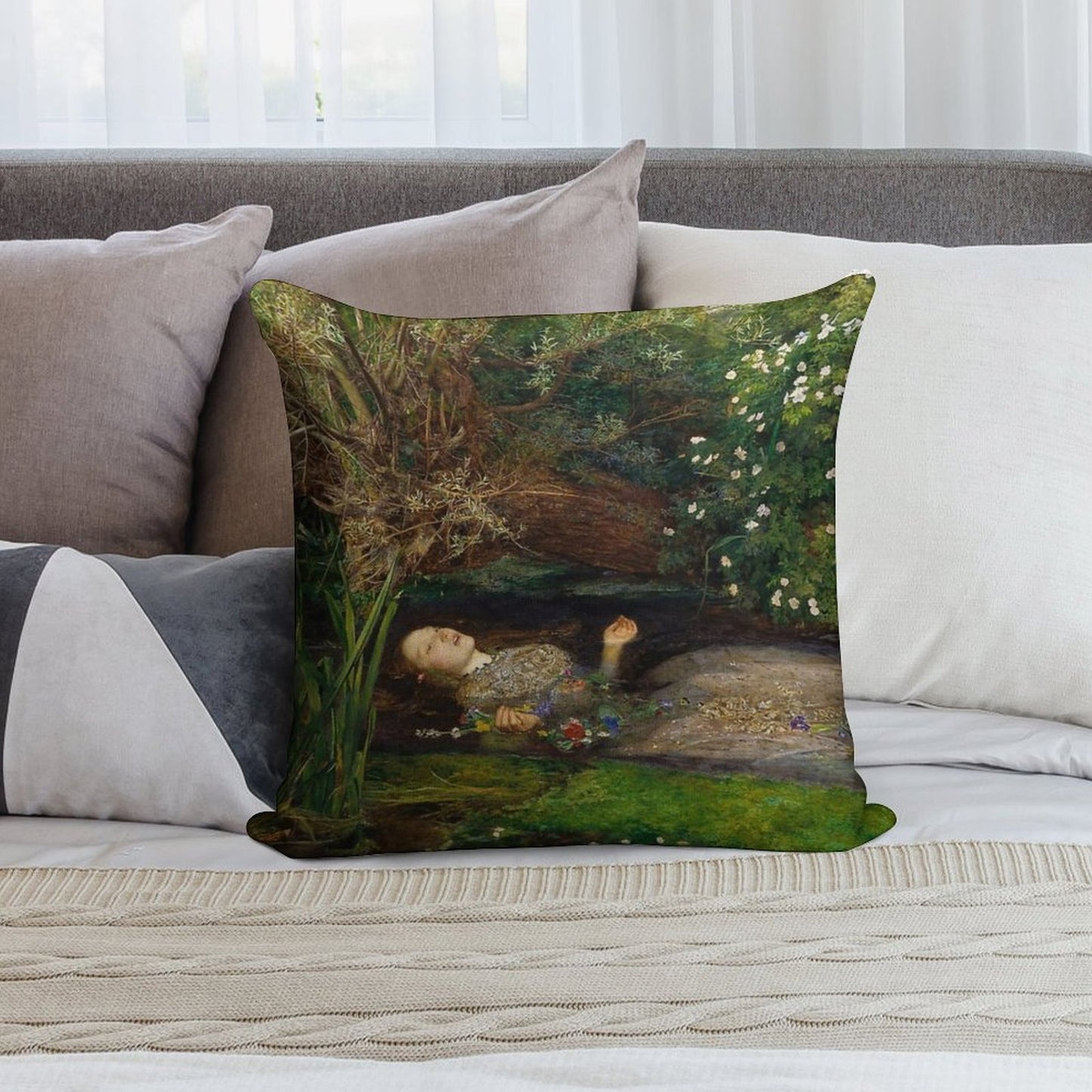 Ophelia - John Everett Millais Soft Style Accent Throw Pillow