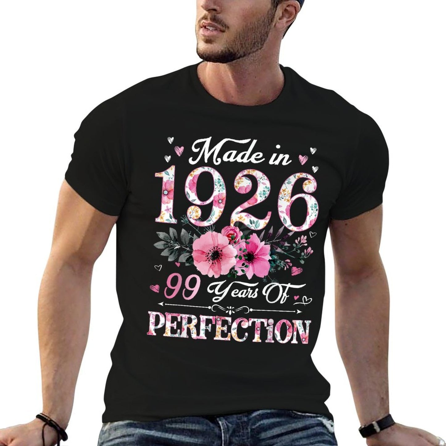 99 Year Old Made In 1926 Floral 99th Birthday Gift For Women  Relaxed-fit T-Shirt