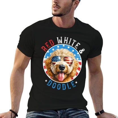 Goldendoodle Dog 4th of July Red White And Doodle Lovers  Breathable T-Shirt