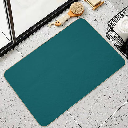 Teal Green Accent Solid Color Decor  Slip-Resistant Bath Mat