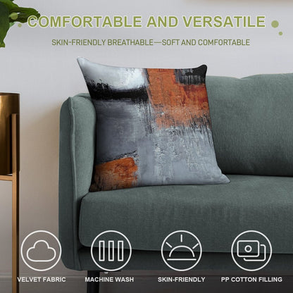 Black Orange Abstract Soft Decorative Cover Throw Pillow