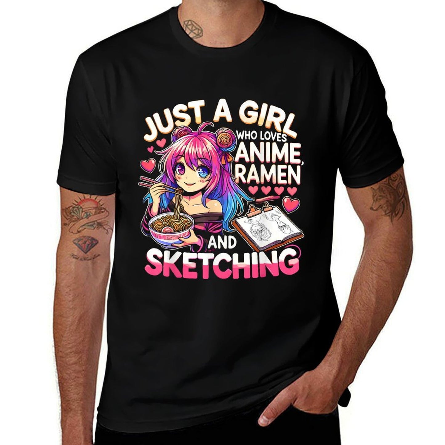 Just A Girl Who Loves Anime Ramen And Sketching, Japan Anime  Relaxed-fit T-Shirt