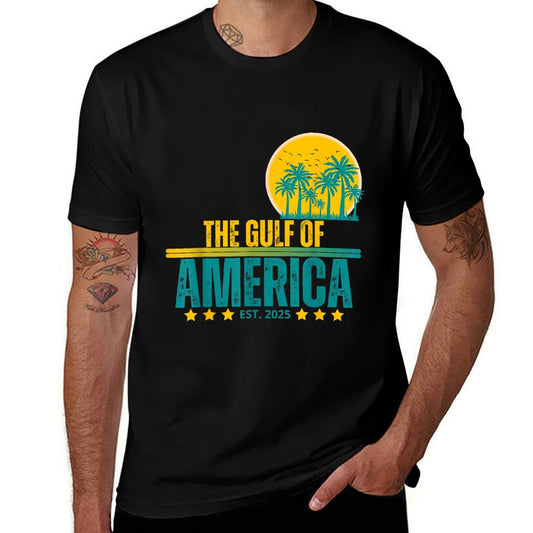 Retro Vintage The Gulf of USA America 2-Side American Flag High-quality Stitching T-Shirt