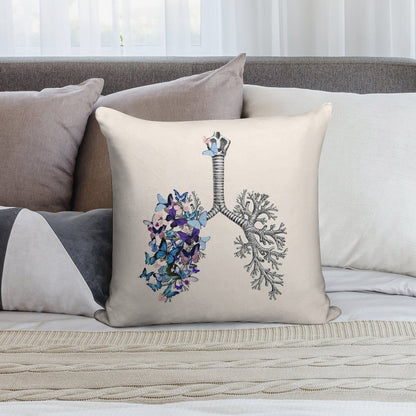 Flowers Lung, Floral Leaves, Lungs,healthy Lung, Lungs Cancer, Respiratory Therapist, Cystic Fibrosis Soft High-Density Material Throw Pillow
