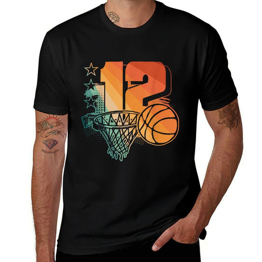 12th Birthday Boy Basketball Player Basketball 12 Years Old  Summer-ready Fabric T-Shirt
