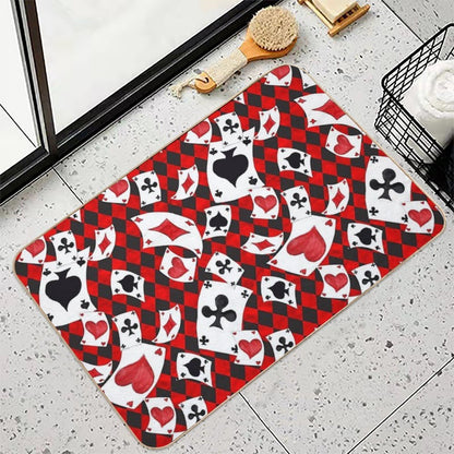Whimsical Wonderland Flying Cards  Anti-Trip Bath Mat