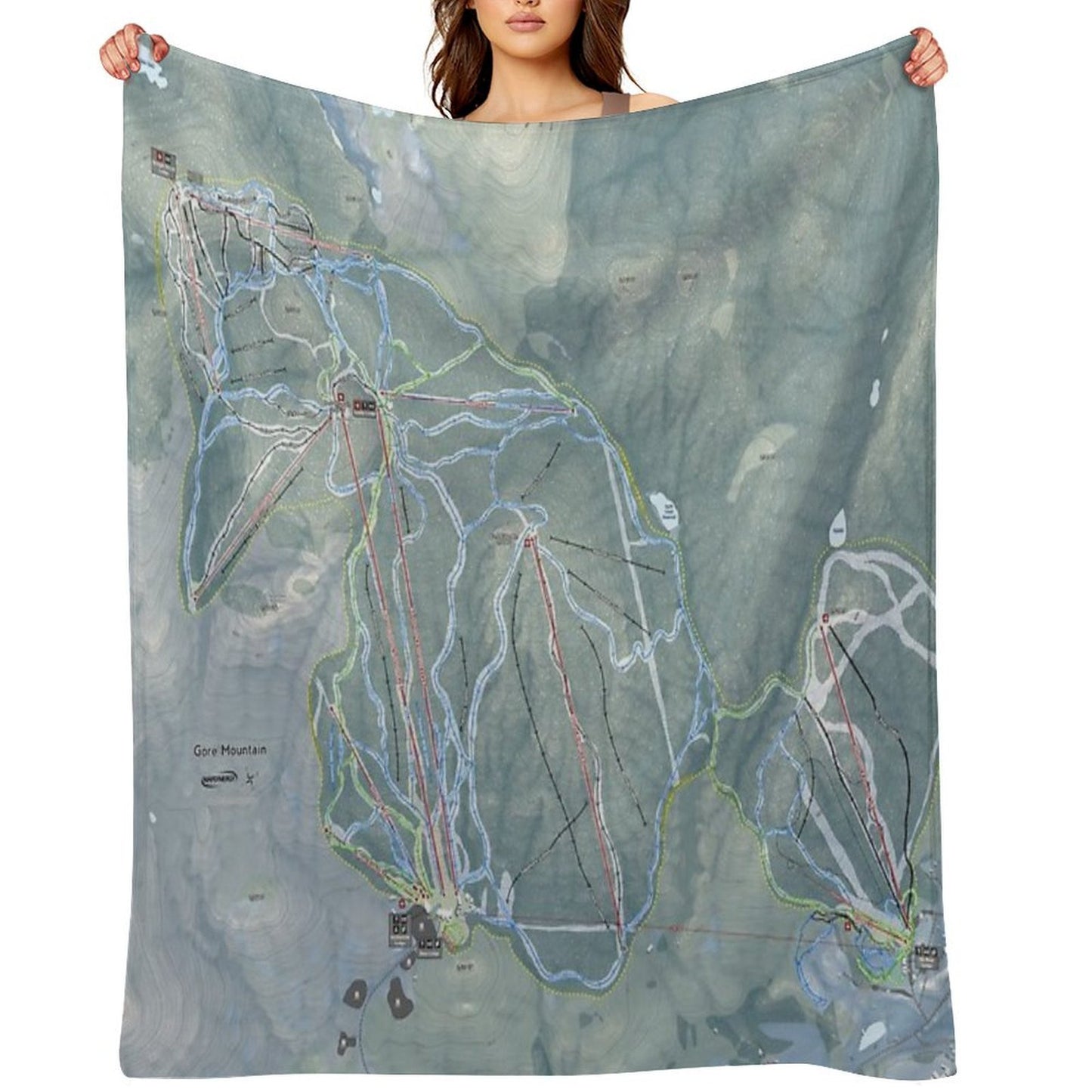 Gore Mountain Resort Trail Map Wrinkle-free Throw Blanket