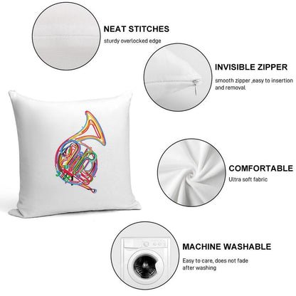 French Horn Soft Skin-Friendly Throw Pillow