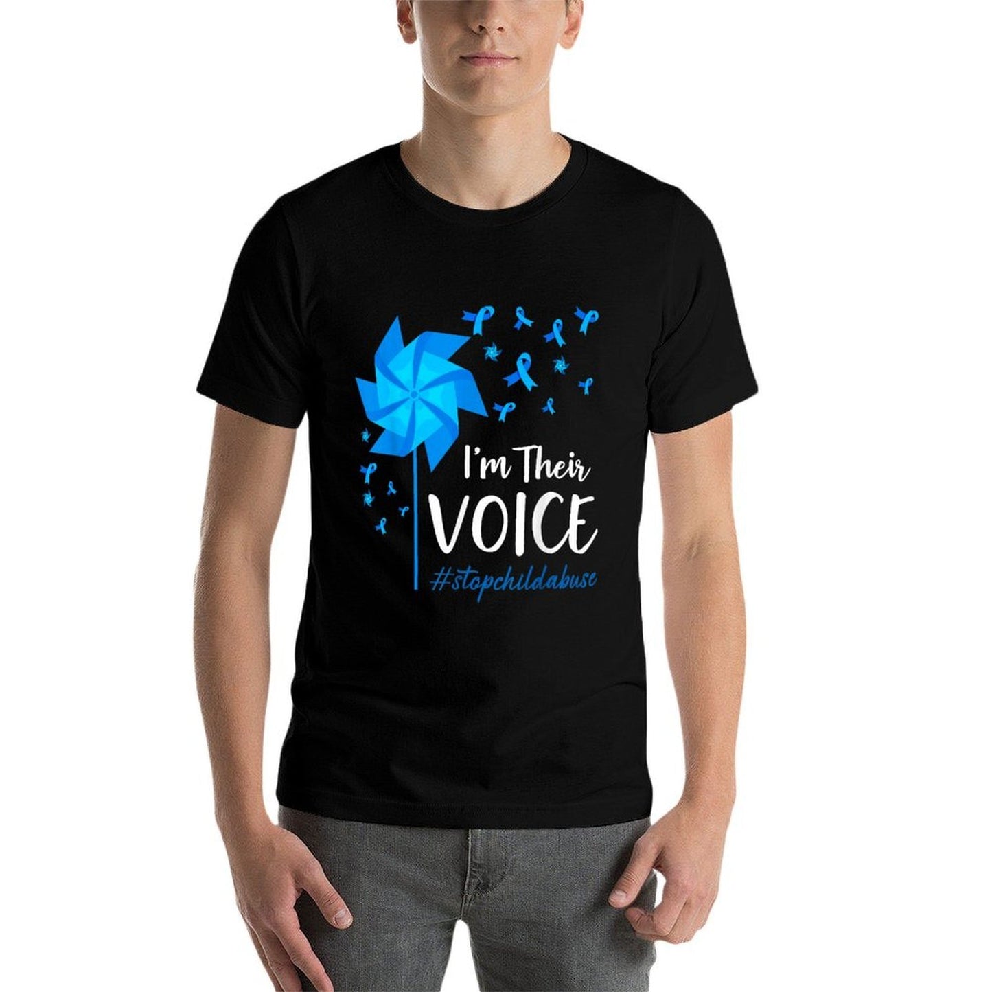 Child Abuse Prevention Awareness I'm Their Voice Pinwheel  Graphic-printed T-Shirt