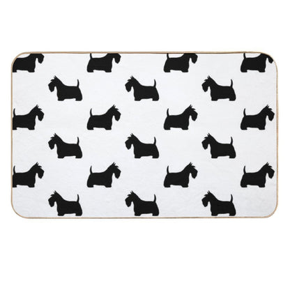 Scottish Terrier Silhouette(s) Black Scottie Dog  Absorbent Bath Mat