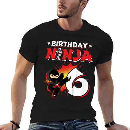 Ninja Birthday Party Gift - 6 Year Old - Birthday Ninja 6  Fade-proof Color T-Shirt
