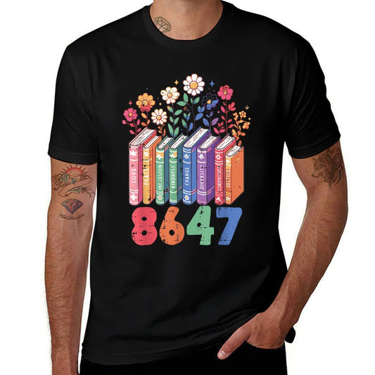 Resist 8647 Books Love Peace Protest Anti Women Girls Oversized Silhouette T-Shirt