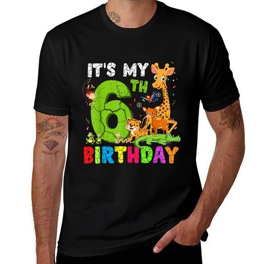 It's My 6th Birthday Animals Cute Zoo 5 Year Old Boy Girl  Trendy Pattern T-Shirt