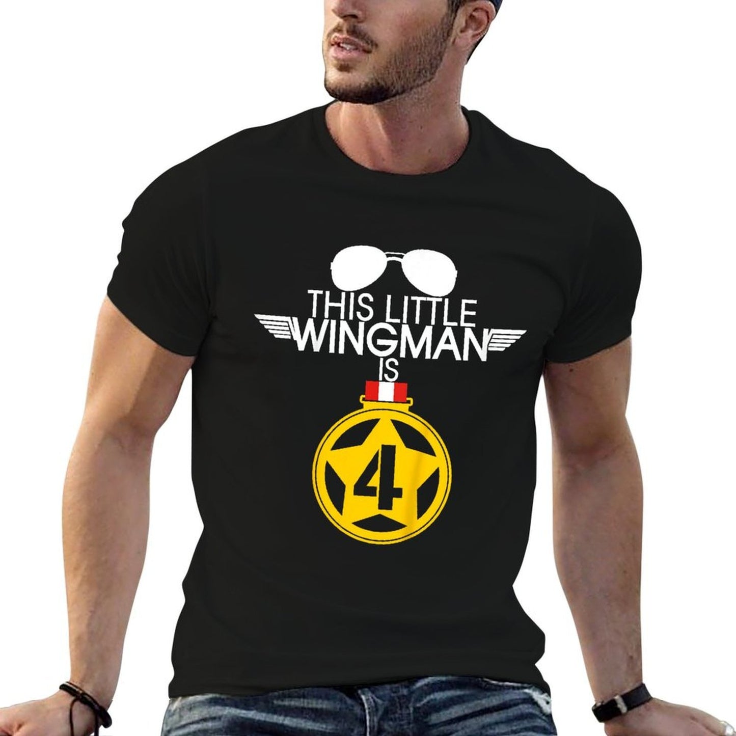 Kids 4th Birthday Boys Pilot Kids Wingman 4 Year Old  Tagless Design T-Shirt