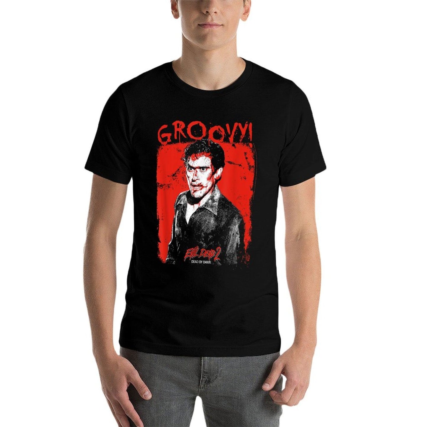 Ripple Junction X Evil Dead 2 Ash Williams Bloody Groovy  Slim-fit Cut T-Shirt