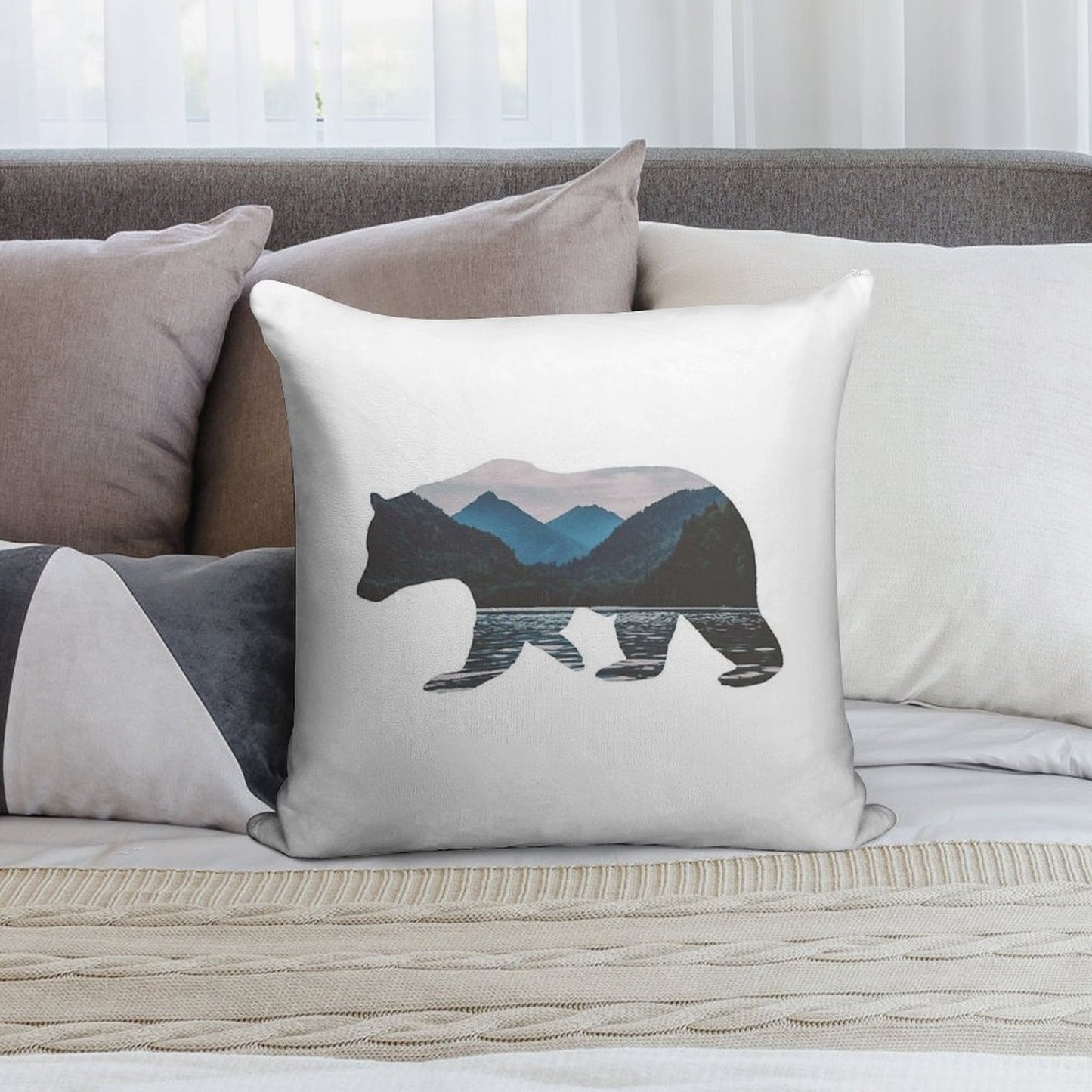 Mountain Bear Soft Multiple Sizes Throw Pillow