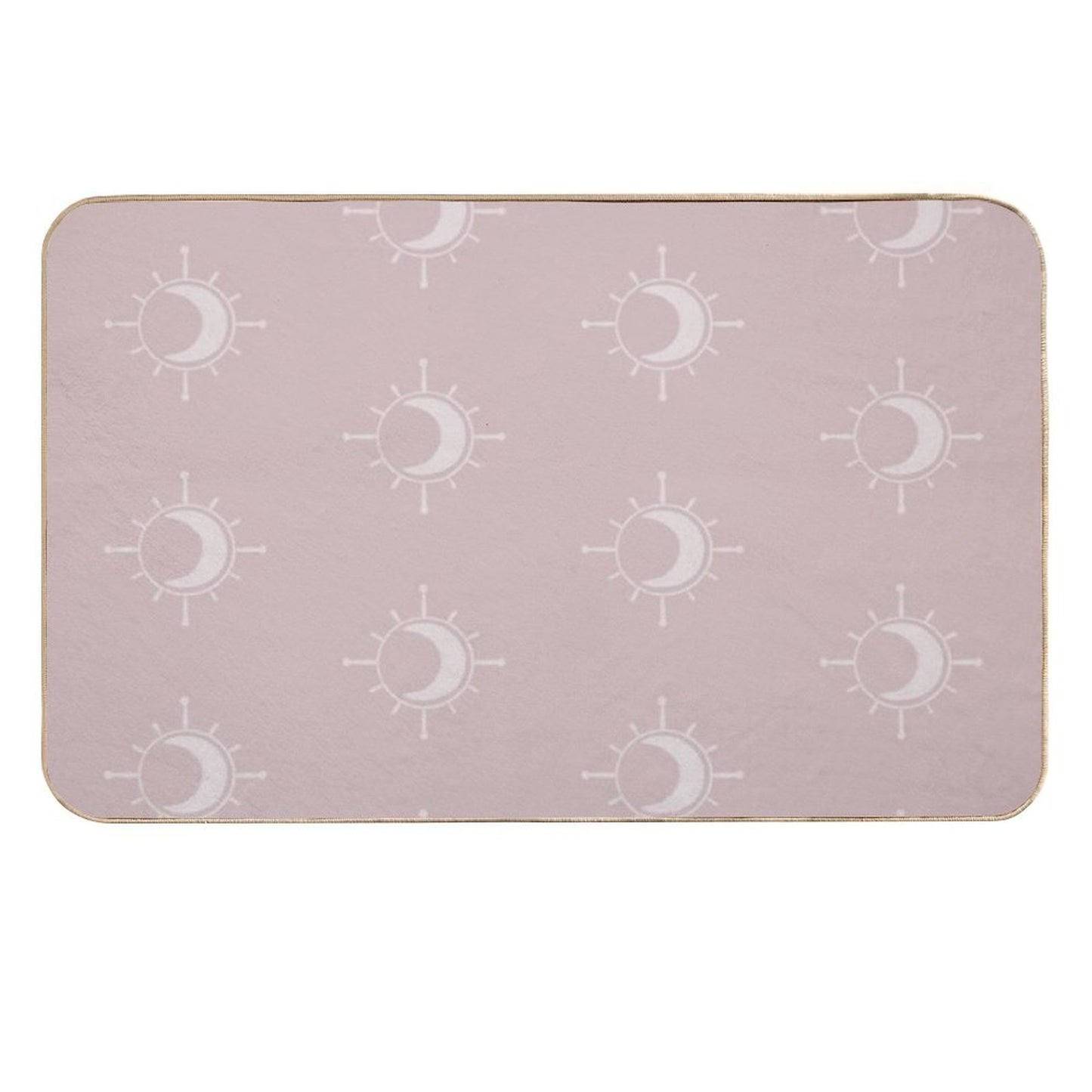 Cosmic Sun And Moon Design Soft Aesthetic In Muted Colors Gray Pink  Repositionable Bath Mat