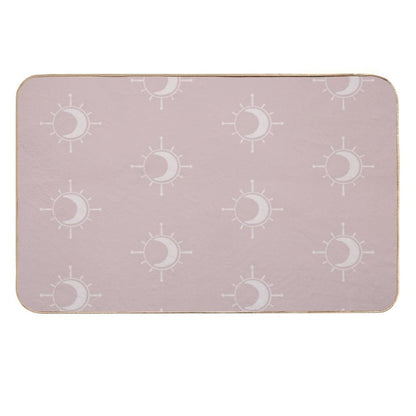Cosmic Sun And Moon Design Soft Aesthetic In Muted Colors Gray Pink  Repositionable Bath Mat