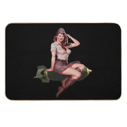 Bomber Girl Pin-Up  Rapid-Drying Bath Mat