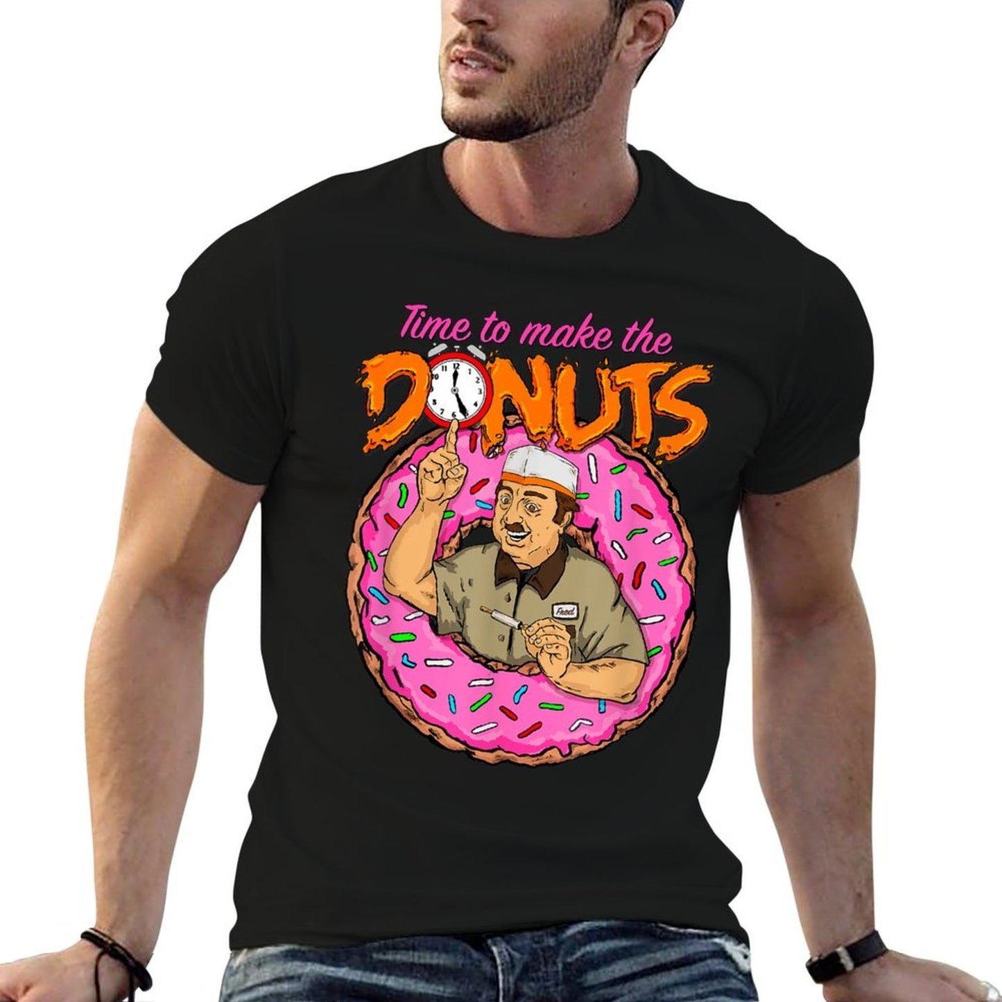 Time To Make The Donuts - Funny Vintage Retro 80's Humor Tee  Tagless Design T-Shirt