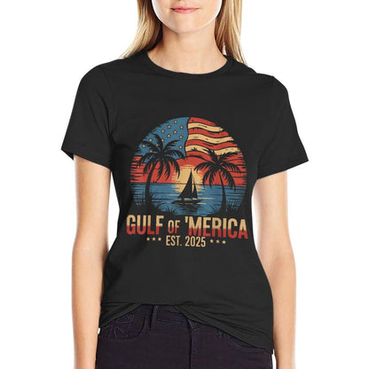 Gulf of 'Merica Vintage USA Flag Retro Coastal Sunset Vintage-inspired T-Shirt