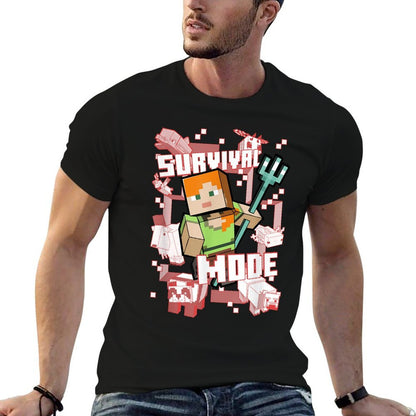 Minecraft Alex Survival Mode Trident  Oversized Silhouette T-Shirt