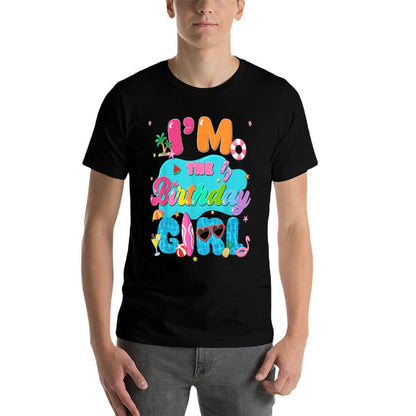 Im The Birthday Girl Pool Party Beach Family Matching  Rolled Sleeves T-Shirt