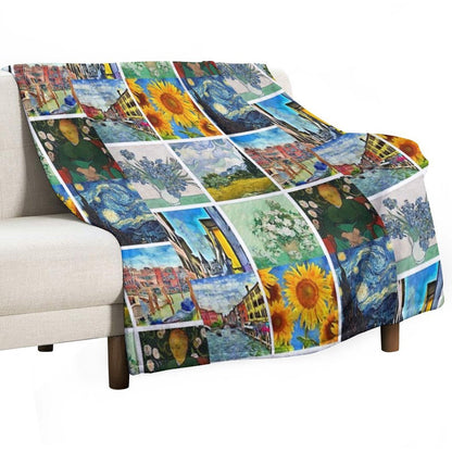 Van Gogh Artwork Collage Eco-conscious Throw Blanket