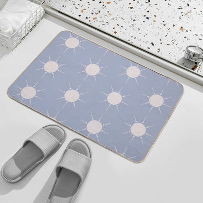 Pretty Polka Dots Sun Pattern Boho Aesthetic In Muted Colors Pigeon Blue  Long-Lasting Bath Mat