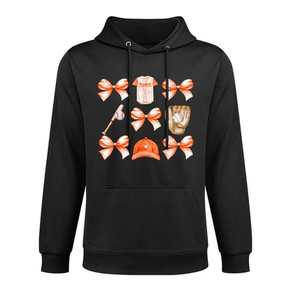 Baseball Game Day Orange Coquette Bow Baseball Mom Retro Shape Retention Hoodie