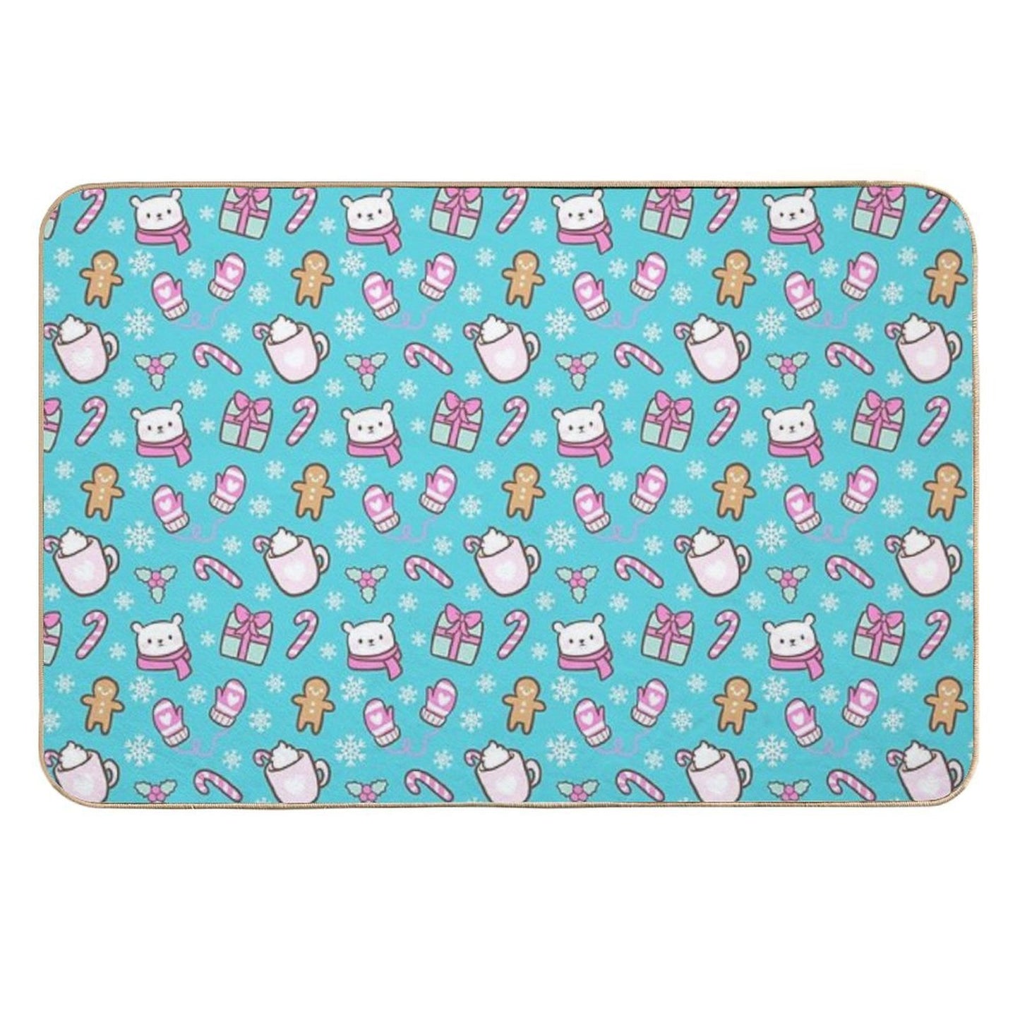 Cute Christmas  Teal  Nikury  Repositionable Bath Mat