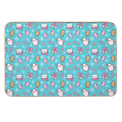 Cute Christmas  Teal  Nikury  Repositionable Bath Mat