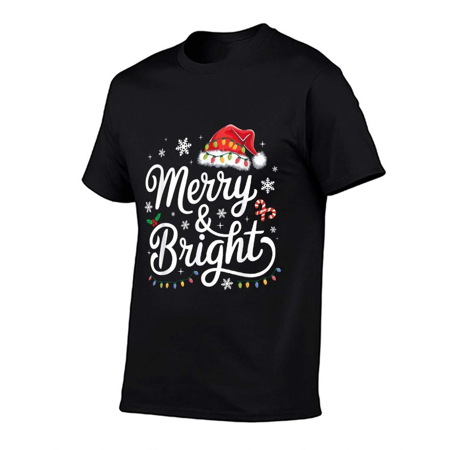 Merry And Bright Christmas Lights Xmas for Men Women Kids  Oversized Silhouette T-Shirt