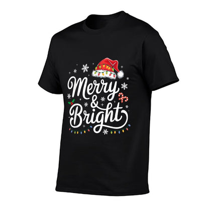 Merry And Bright Christmas Lights Xmas for Men Women Kids  Oversized Silhouette T-Shirt