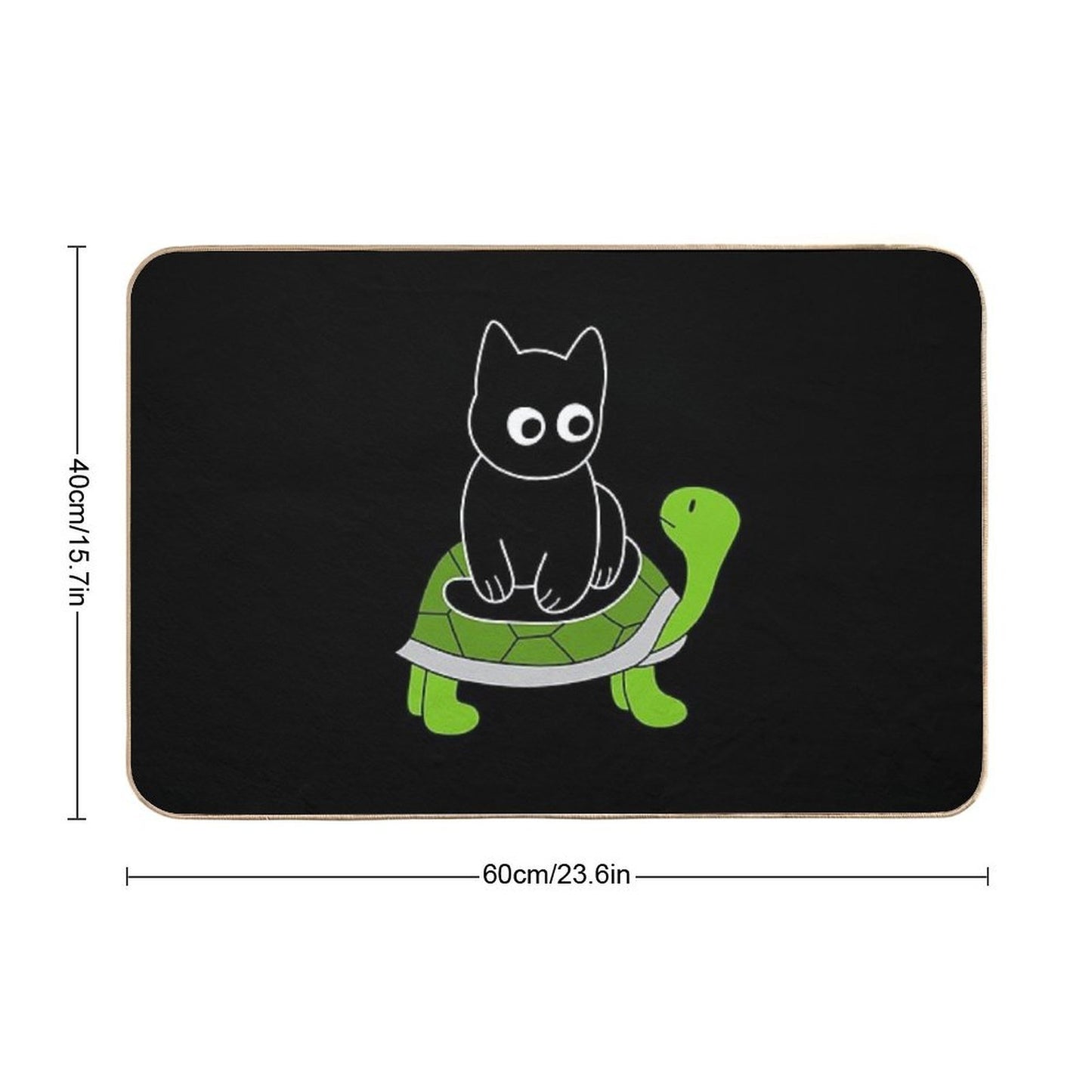 Black Cat Riding on Green Turtle  High-Traffic Bath Mat