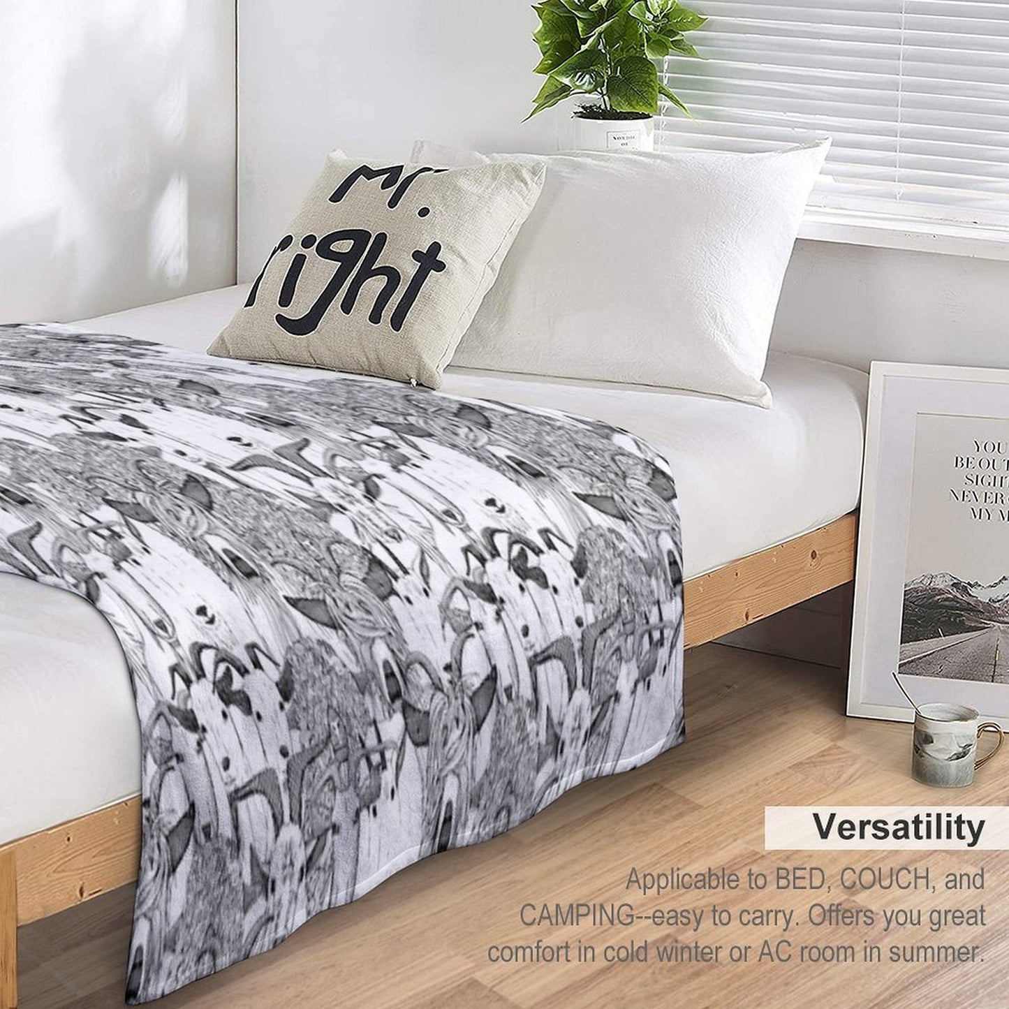 Just Goats Black White Durable Throw Blanket