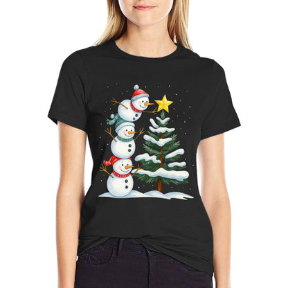 Funny Christmas Snowman Topper Tree Holiday Family Men Women  Vintage-inspired T-Shirt
