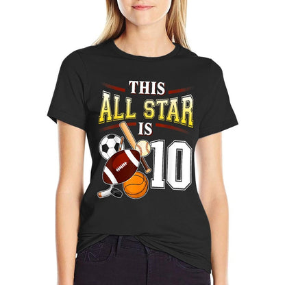 This All Star Is 10 Years Old Gift For Kids 10th Birthday  Relaxed-fit T-Shirt