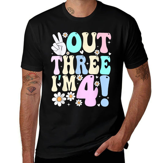Peace Out Three I&#39;m 4 Four Year Old Girl 4th Birthday  Summer-ready Fabric T-Shirt