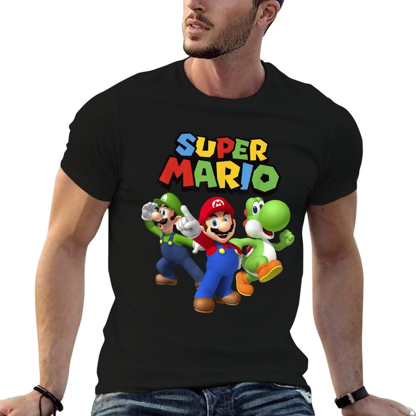 Super Mario Luigi Mario And Yoshi Group Shot  Slim-fit Cut T-Shirt