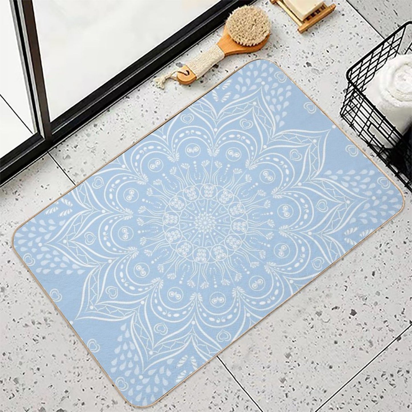 Baby Blue Mandala Pattern  Long-Lasting Bath Mat