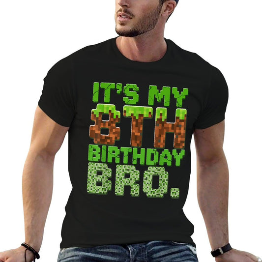 Boy Kids It's My 8th Birthday Video Game Pixel Birthday  Trendy Pattern T-Shirt
