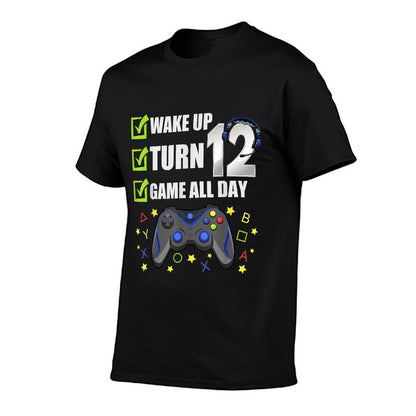 12 Year Old Gamer Birthday Party Video Gaming 12th Gift  Summer-ready Fabric T-Shirt