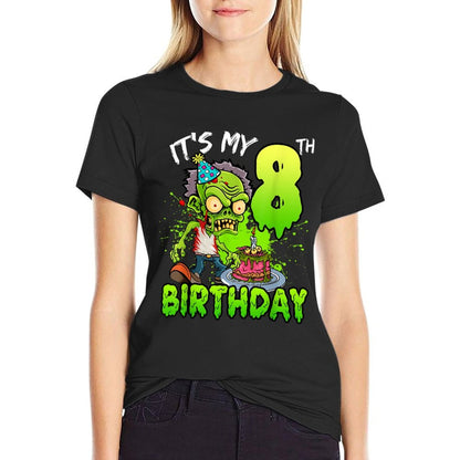 It's My 8th Birthday Zombie Lover 8 Year Old Boys Girls  Wrinkle-resistant T-Shirt